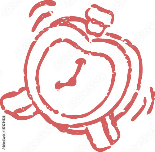 Cute alarm clock drawn in doodle sketch style. Ideal for morning routines, habit trackers, and daily lifestyle planning visuals.