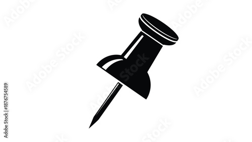 Simple black and white illustration of a common push pin object