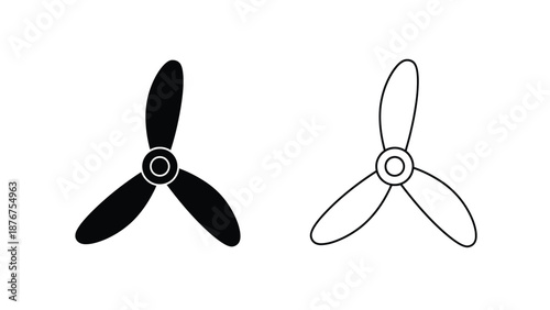 Simple illustration of a propeller in both filled and outline styles
