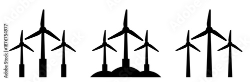 Windmill icon. Vector flat black icon set isolated on white background.