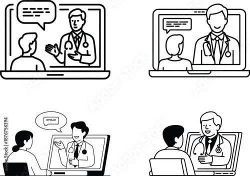 Telemedicine Consultation Icons