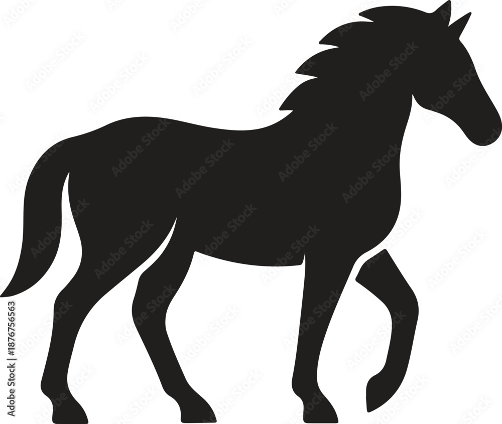 Obraz premium Black silhouette of a horse standing on all fours four legs