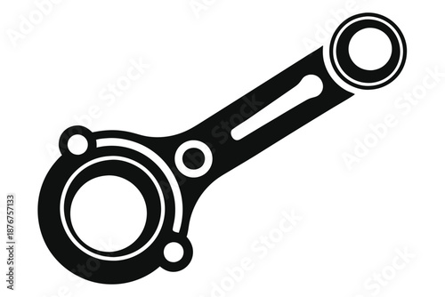 Automotive Connecting Rod Silhouette, Clean Black and White Vector for Engine Diagrams and Technical Use