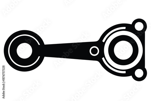 Engine Connecting Rod Silhouette, Modern Black and White Vector Art for Performance and Repair Concepts