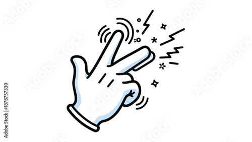 Cartoon Hand Making Two Finger Tap or Swipe Gesture with Digital Interaction Effects, Isolated White Background