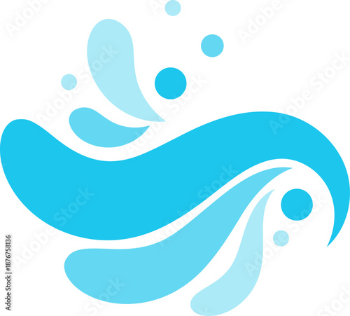 Water splashing with droplets and abstract waves