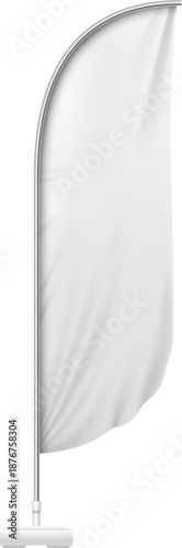 White blank feather advertising flag template on stand