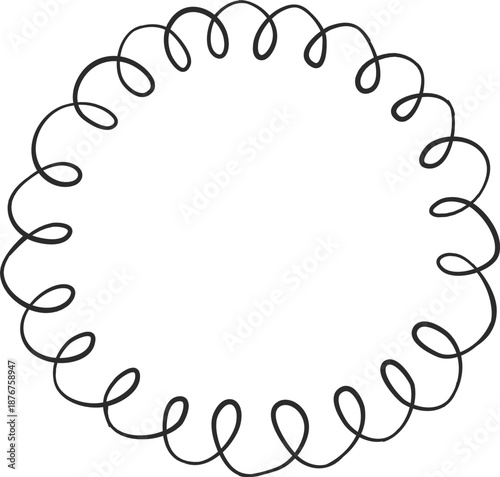 Hand drawn spiral line forming a circular frame