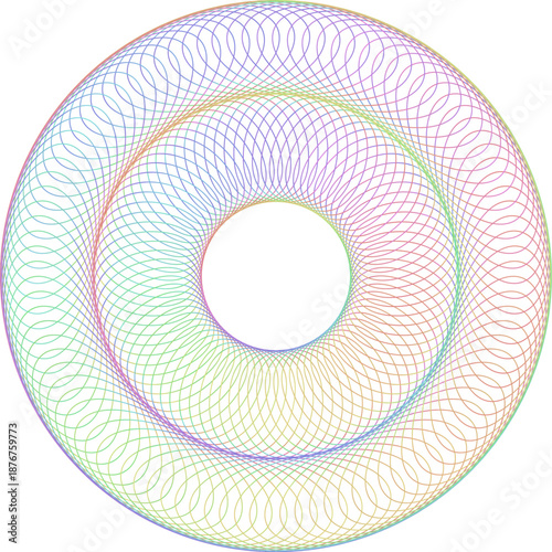 Colorful abstract geometric pattern creating a complex torus design
