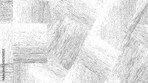 Abstract geometric composition featuring overlapping squares and rectangles with varied line density and direction creating a dynamic textured background with a grayscale color scheme