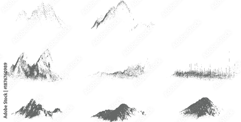 Ταπετσαρία Montage of abstract mountain forms created using scattered dots and lines sugges