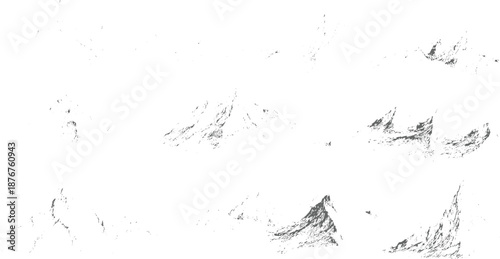 Abstract textured pattern of dark grey irregular shapes on white background