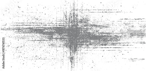 Intense abstract grunge texture with a central cross shape formed by dense dots and scattered speckles