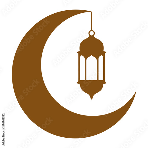 Ramadan Icon: A serene crescent moon cradles a traditional lantern, evoking a sense of spirituality and celebration. 