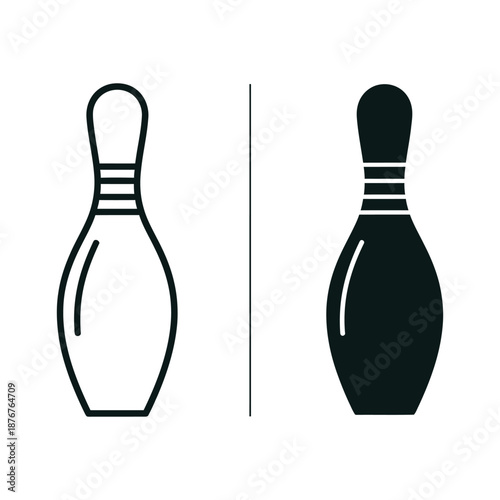 black and white bowling pin icons
