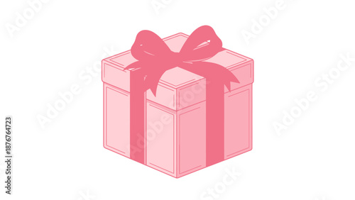 A pretty pink gift box tied with a ribbon and bow isolated on a white background perfect for celebrations parties and special occasions