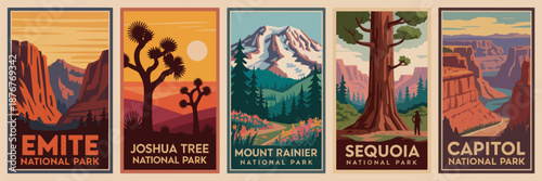 Artistic journey through America's majestic national parks and diverse natural wonders