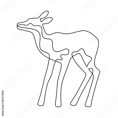 Monoline fawn vector illustration isolated on white background