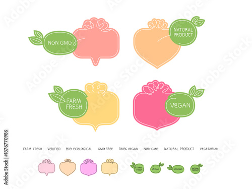 Set of GMO free icons isolated on white