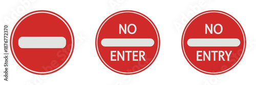 No Entry Sign Icons, modern professional symbols for restricted access traffic control prohibition signage public safety and warning design.