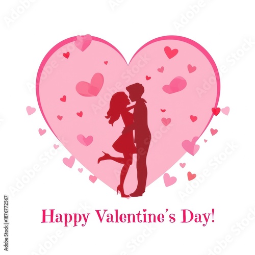 Couple dancing inside a heart for valentine's day