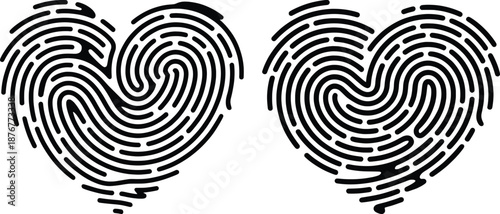 Fingerprint Heart Love Identity Minimal Illustration.