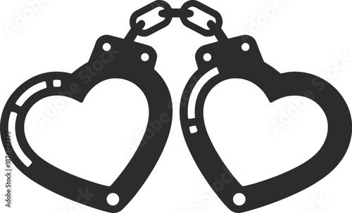 Heart Shaped Handcuffs Love Symbol Illustration.
