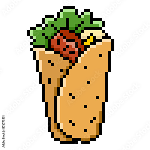 Flat Design Pixel Art Burrito Illustration