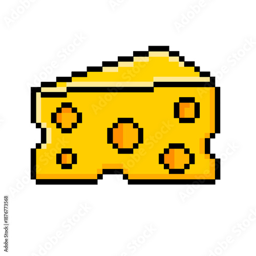 Flat Design Pixel Art Cheese Illustration