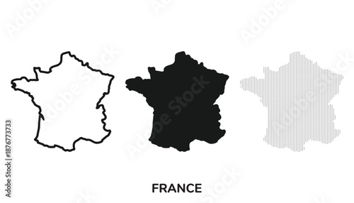 Three distinct silhouettes of france's geography