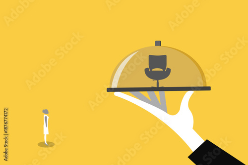 Professional career opportunity being presented on a platter. concept of executive recruitment, headhunting, and red carpet treatment for top tier talent