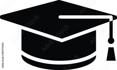 Graduation cap and diploma vector icon. Graduation cap, scholar hat, a mortarboard symbol of academic achievement and education silhouette. 