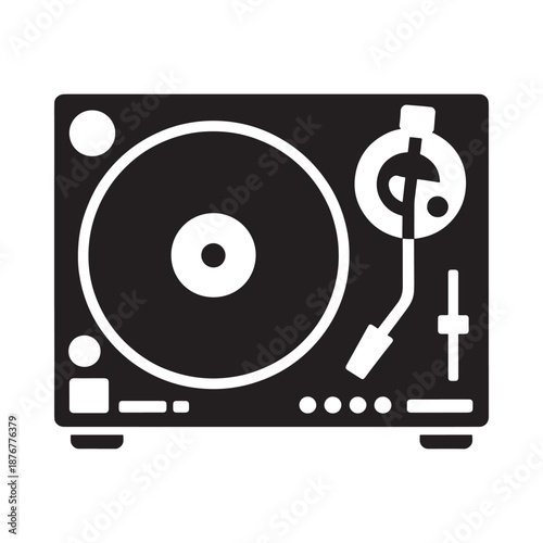 a black and white icon of a dj turntable controller