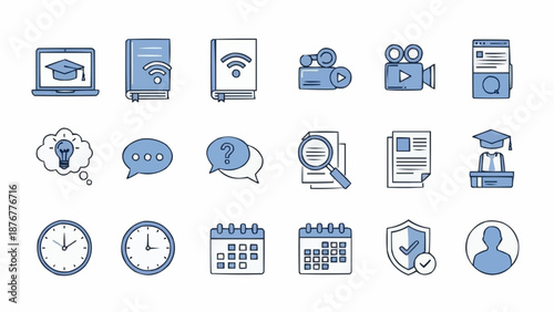 Collection of Education and Learning Icons Vector Illustration.