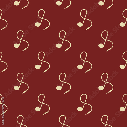 Audio jack music note seamless pattern isolated on color background