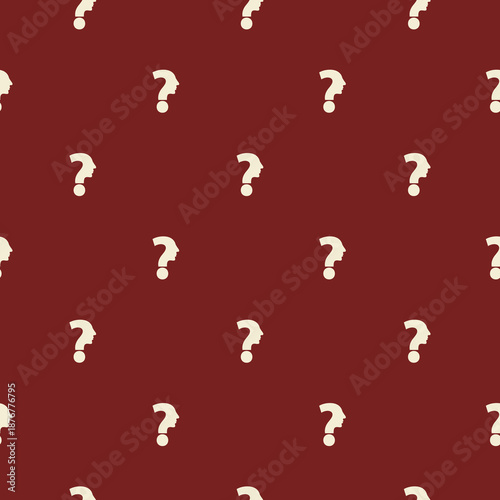 Question mark human head seamless pattern isolated on color background