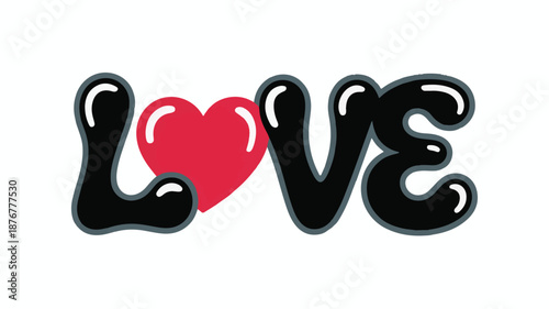 The Word Love with a Red Heart Replacing the Letter O Keywords: love, heart, romance, relationship, affection, emotion