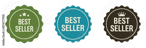 Best Seller Stickers, vector illustration with sales emblems promotional badges award labels for marketing branding and product promotion design.