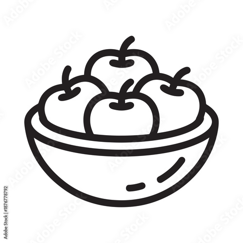 Simple illustration of a bowl filled with several red apples