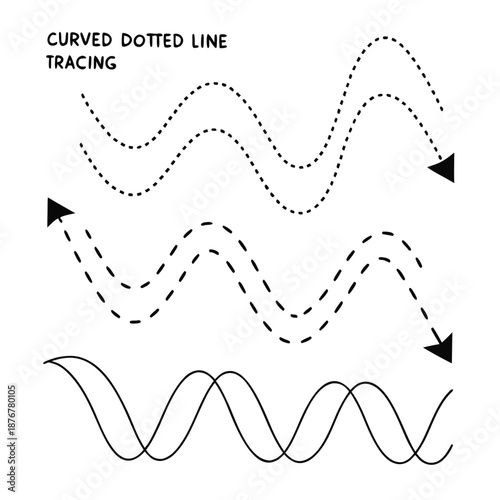 Kindergarten Curved Line Tracing Worksheet