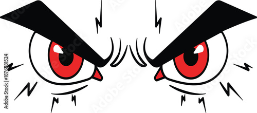Angry Red Eyes Mascot Illustration – Aggressive Comic Style Furious Eyes Vector
