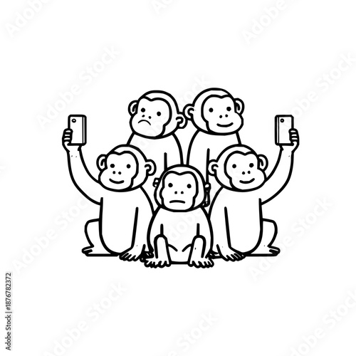 Monkeys Taking Selfies with Smartphones