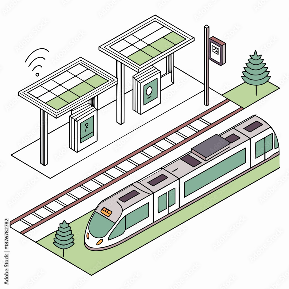 Naklejka premium Modern train station with solar panels