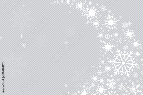 Icy Snowflake Crystal Winter Frame with Frost Texture and Transparent Snowflake Border for Holiday and Christmas Design