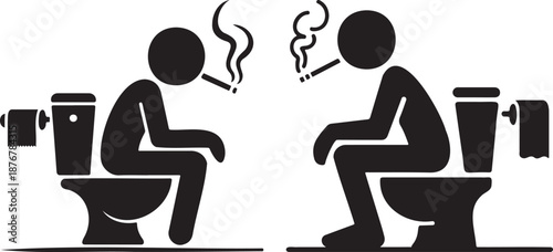 Toilet And Bathroom Stickman Icons, Human Restroom Silhouette Pictograms, Bathroom Usage Symbol Set