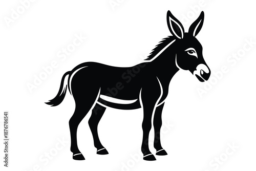 Simplified Donkey Shape Silhouette Vector for Minimalist Logo Design and Modern Icons
