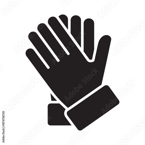 A simple black silhouette depicting a single hand with outstretched fingers