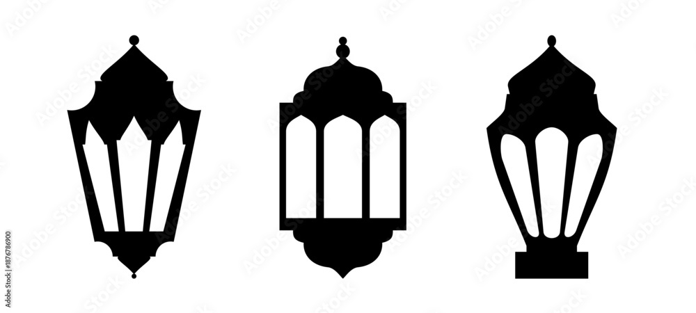 Fototapeta premium Ramadhan Lantern Icon Vector Set Islamic Decorative Style