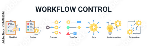 Workflow Control banner highlighting structured processes, routine management, and effective implementation flow