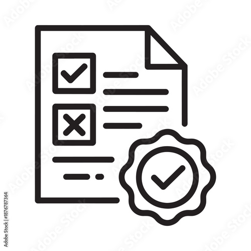 Document With Checkbox Seal And Completed Status Representing Approval Or Verification
